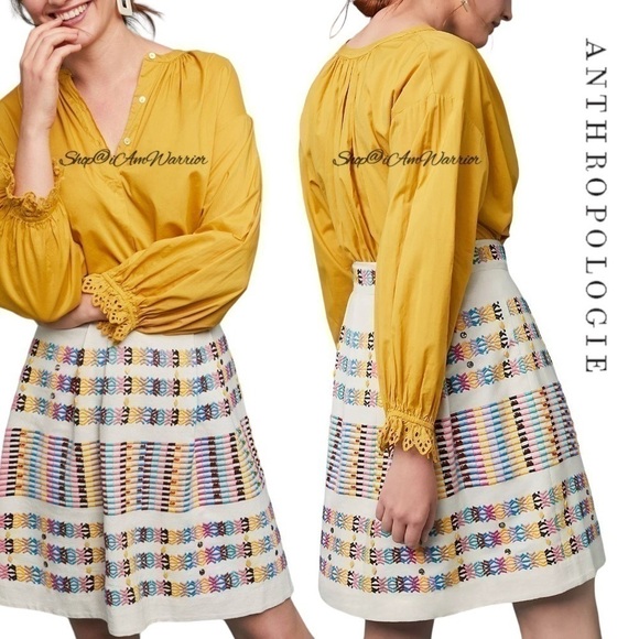Anthropologie Akemi + Kin embroidered a-line skirt *shop@iamwarrior - Picture 1 of 11